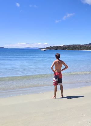 La plage le plus au sud de la Tasmanie et de l'Australie Cockle Creek