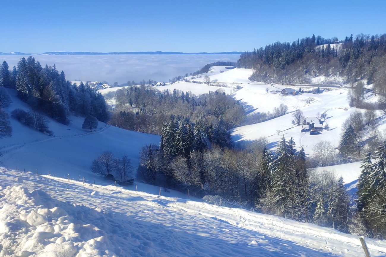 Randonnée hivernale de Guggisberg dans le Gantrisch à Berne